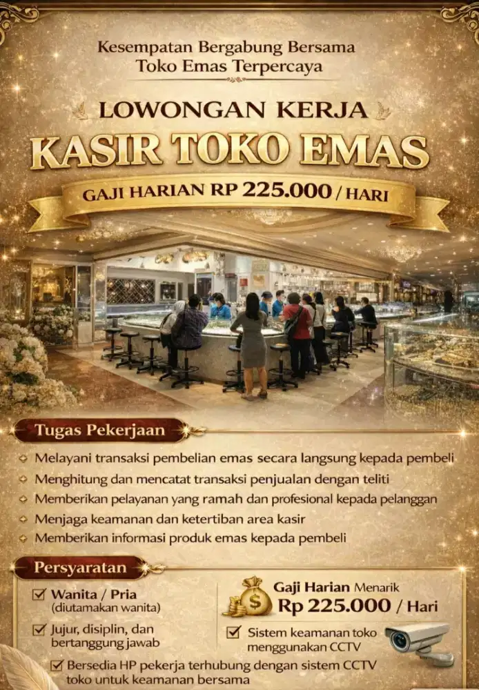 LOWONGAN KERJA: KASIR TOKO EMAS