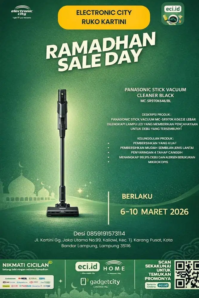 PANASONIC STICK VACUUM CLEANER BLACK