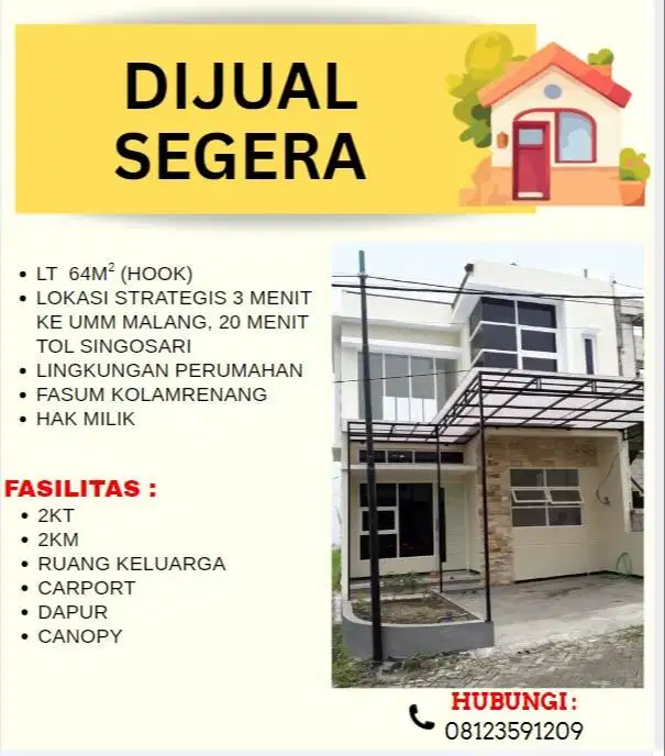 Jual cepat Rumah Malang Dekat UMM