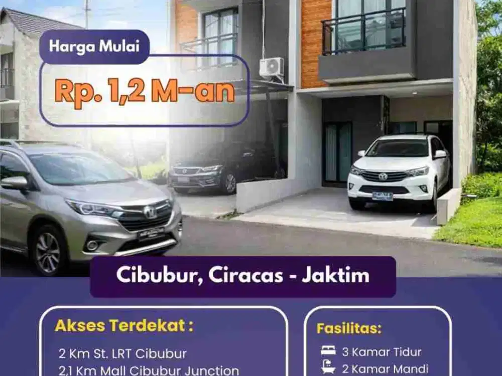 Dijual Rumah Cluster 2 Lantai READY SIAP HUNI Bisa KPR Cibubur Ciracas Jakarta Timur