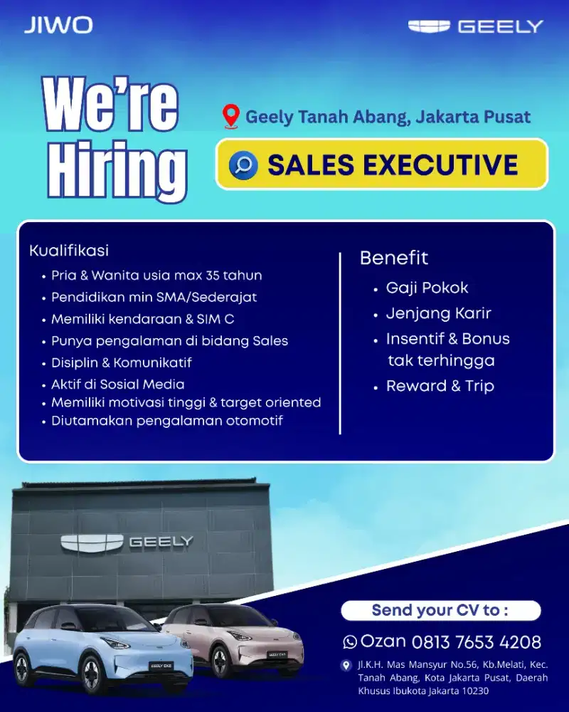 Dibutuhkan Sales Executive
