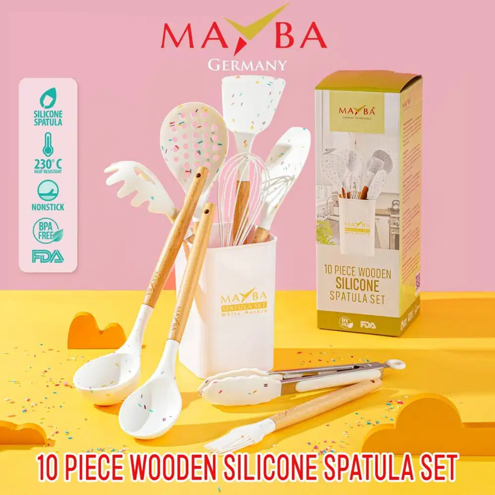 MAYBA Spatula Set 10pcs Putih Ceres Silikon Tebal - Sutil set white