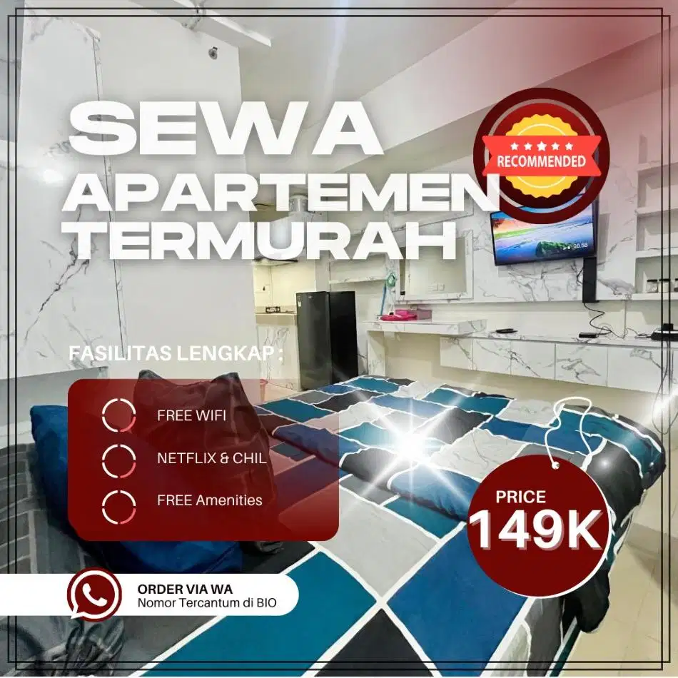 Sewa apartemen Bekasi Utara Patraland Urbano Harian/Transit Termurah