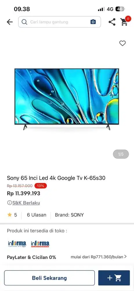 SONY GOOGLE TV 65inci