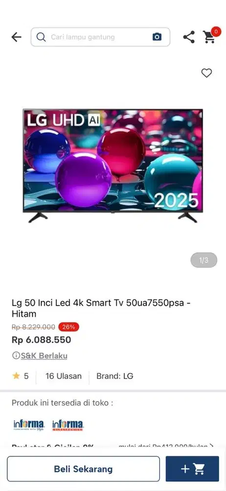 LG SMART TV 4k 50 inci