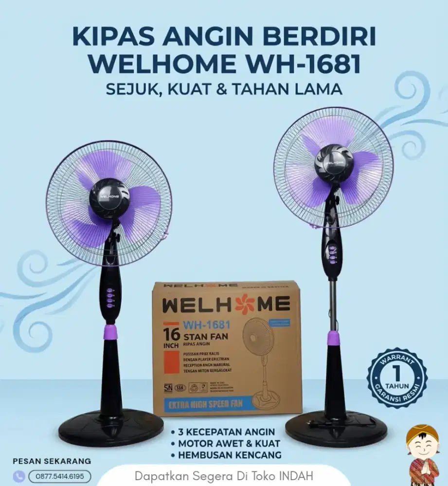KIPAS BERDIRI WELHOME WH-1681 UKURAN 16 INCH