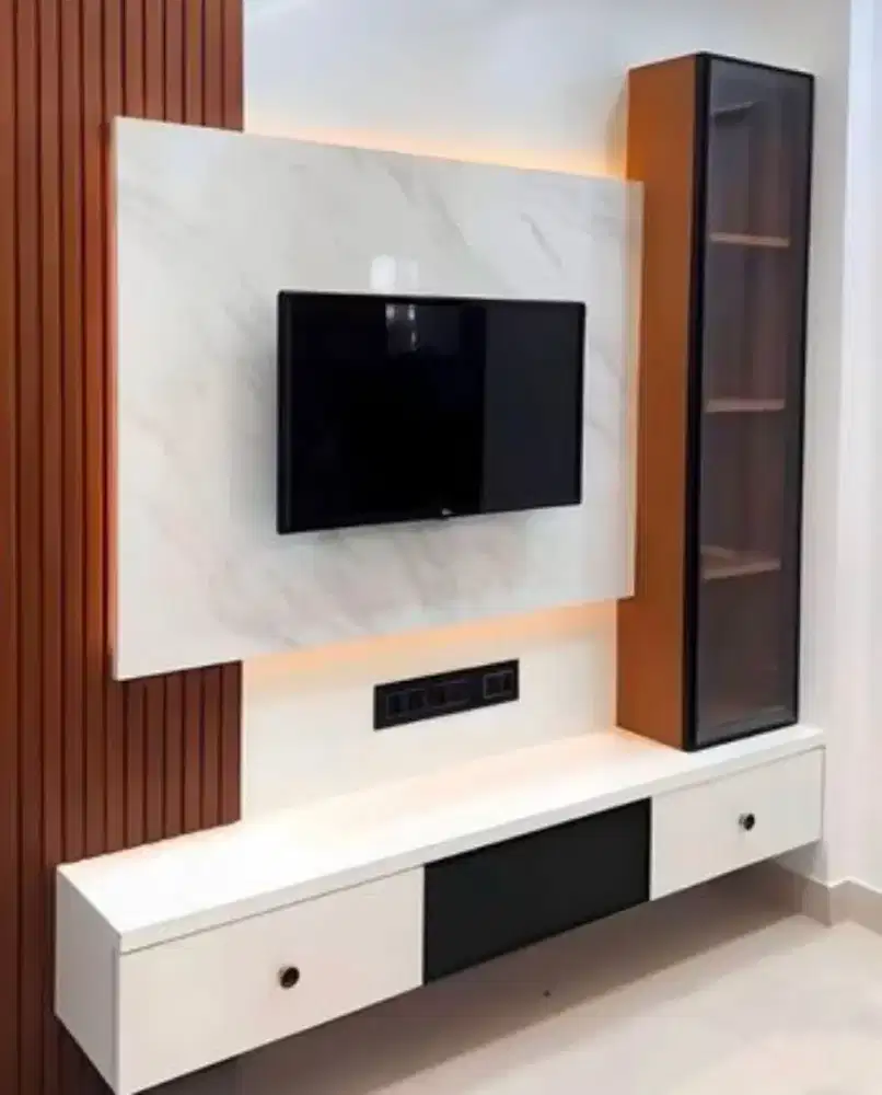 Backdrop TV Lemari Rak TV custom minimalis