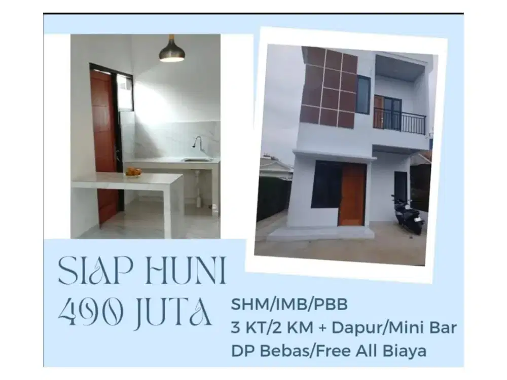 Rumah Baru KPR 2 Lantai Mulai 450 JT - DP Min 0 % - Unit Terbatas Siap Huni di Cimanggis Depok