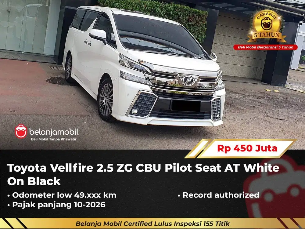 [ LOW KM ] Toyota Vellfire 2.5 ZG CBU Pilot Seat 2015/2016