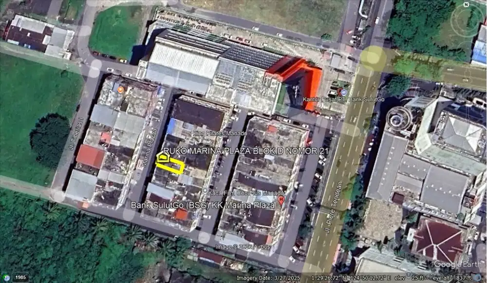 RUKO 3 LANTAI DI KAW. BISNIS ELITE MARINA PLAZA D21 SAMPING BANK SULUT