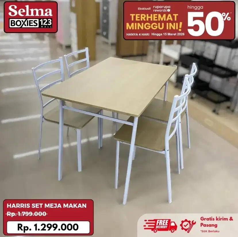 Meja makan set selma promo murah
