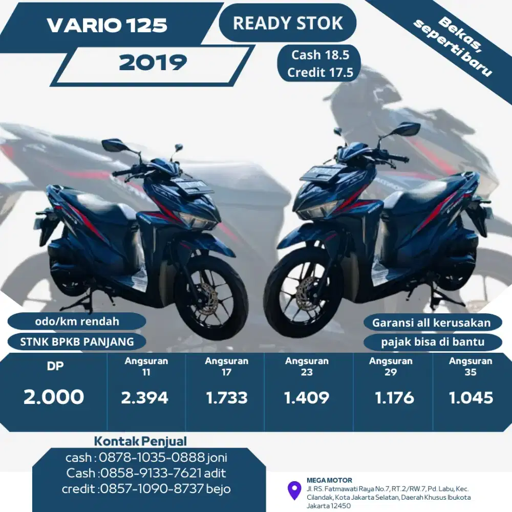 Honda vario 125 2019 pajak hidup jaminan garansi sepuasnya