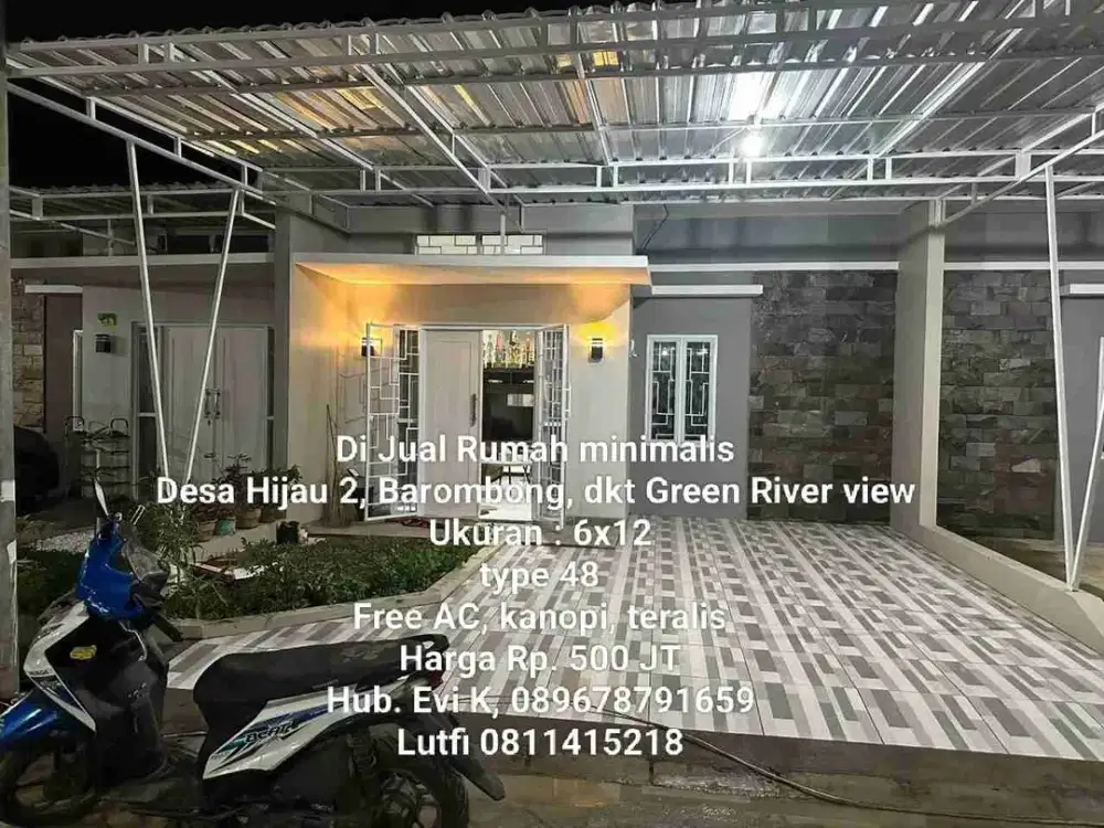 Di Jual Rumah minimalis, Desa Hijau 2, Barombong (dekat Green River view, Tanjung Bunga)