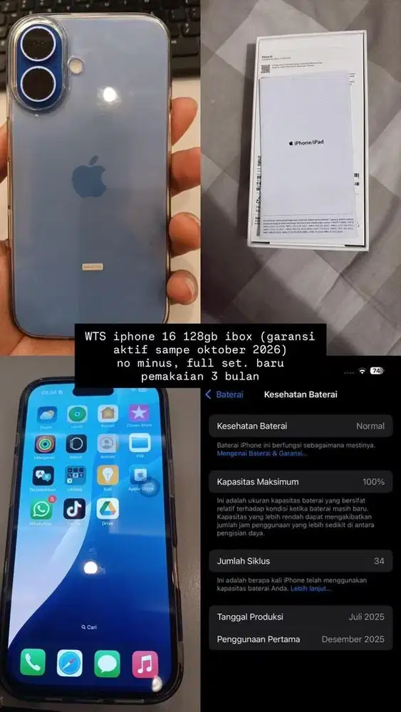 Iphone 16 blue 128gb