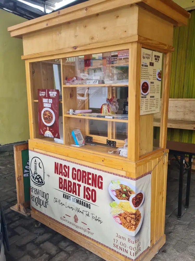 GEROBAK ETALASE DAN MEJA PANJANG BEKAS JUALAN