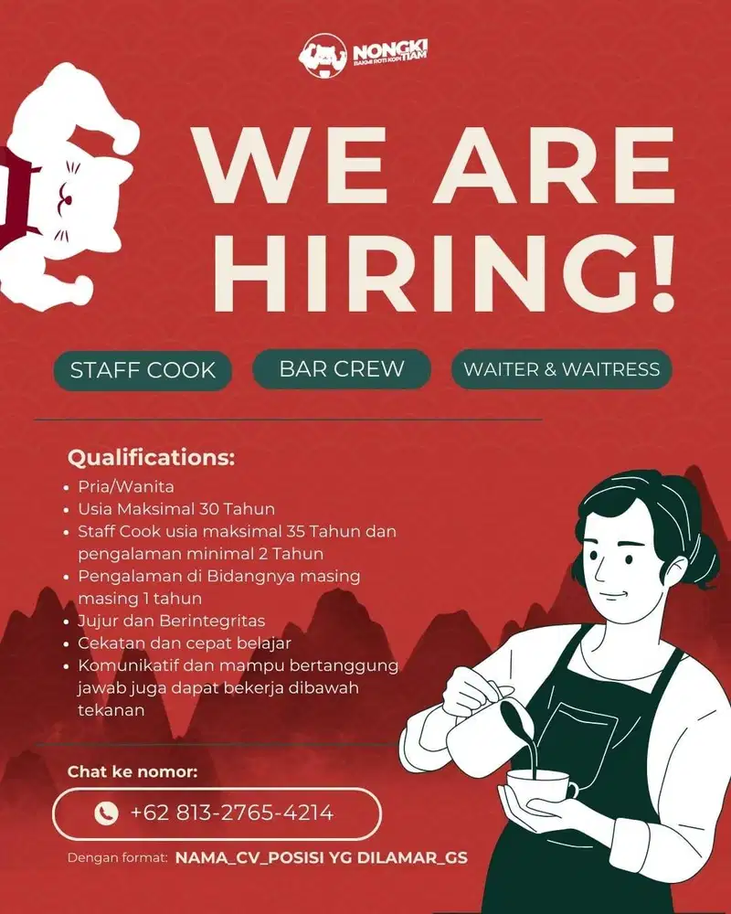 NONGKITIAM HIRING BAR,WAITER,COOK HELPER
