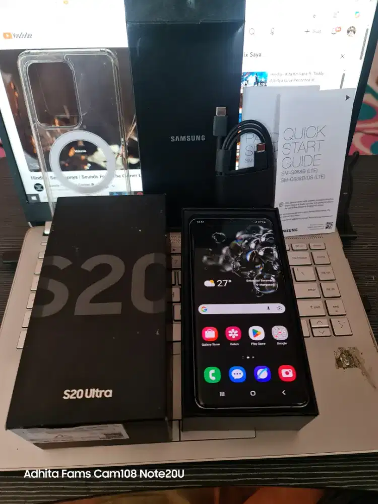 Samsung S20 Ultra LTE Exs Sein 12+8/128 Lengkap Ori Minus Layak Pakai