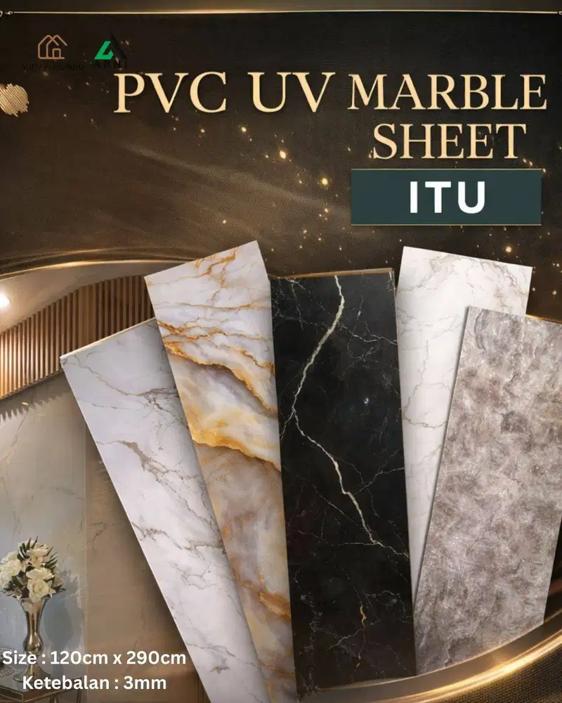 PVC UV Marble Sheet ITU Panjang 2,9m | PVC Marmer ITU | Panel Dinding