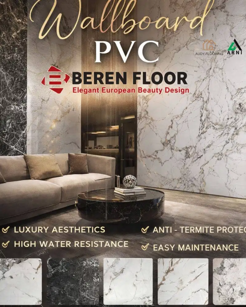 PVC Wallboard Marmer Beren Floor | Dekorasi Dinding Kantor dan Rumah |