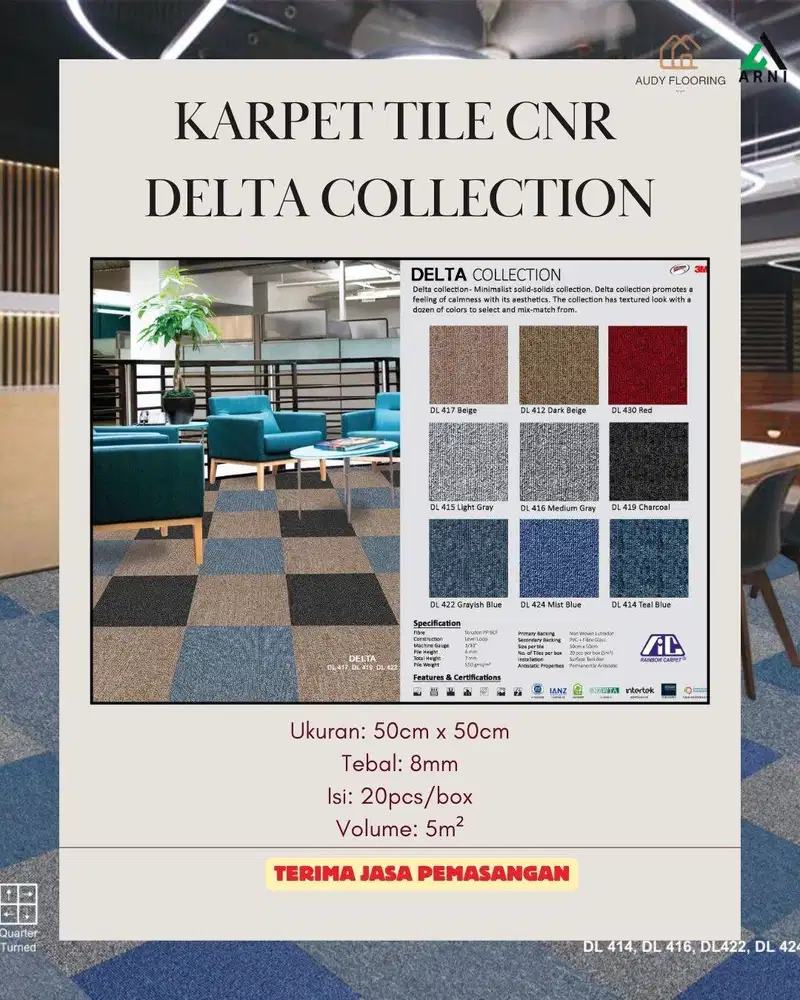 Karpet Tile Delta Collection Uk. 50cmx50cm | Karpet Lantai Kantor dan