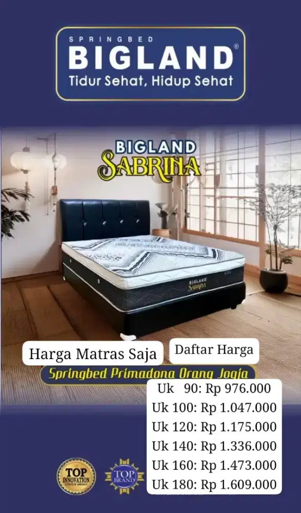 Springbed Bigland Sabrina All Ukuran Murah Area Jogja (dwi)