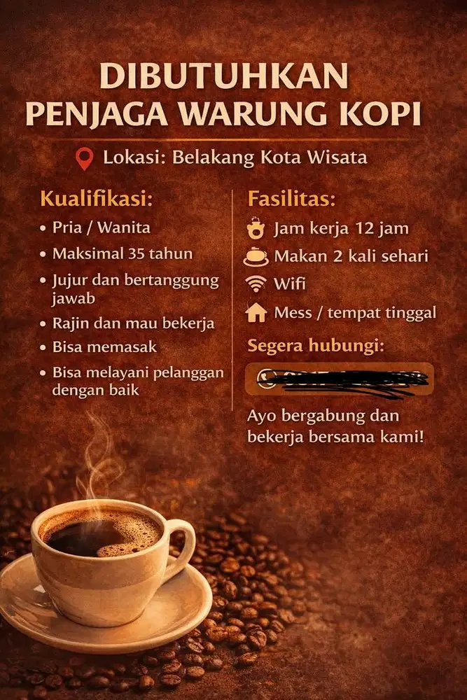 Cari penjaga warkop di dekat kotawisata