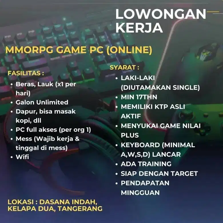 DI BUKA LOWONGAN KERJA GAME ONLINE