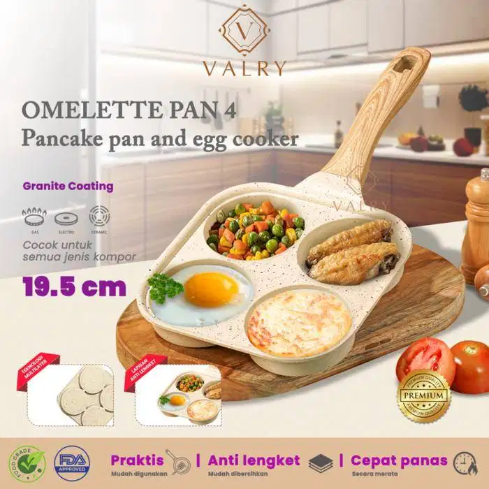 Valry Panci Omelette 4 granit anti lengket Wajan telur pancake