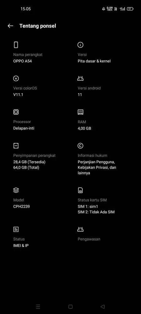 di jual hp Oppo a54/ram 4