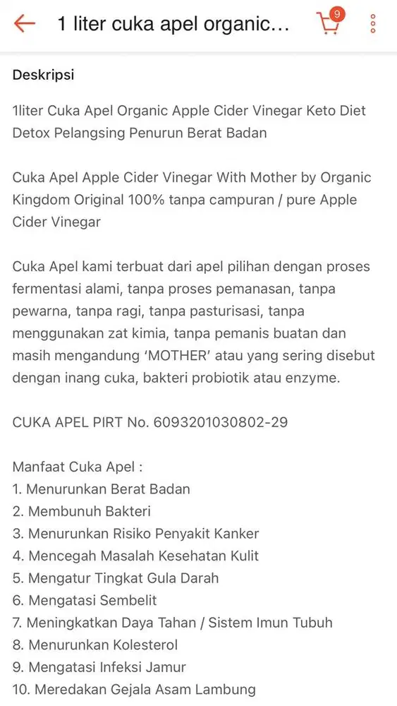 Cuka apel masih segel