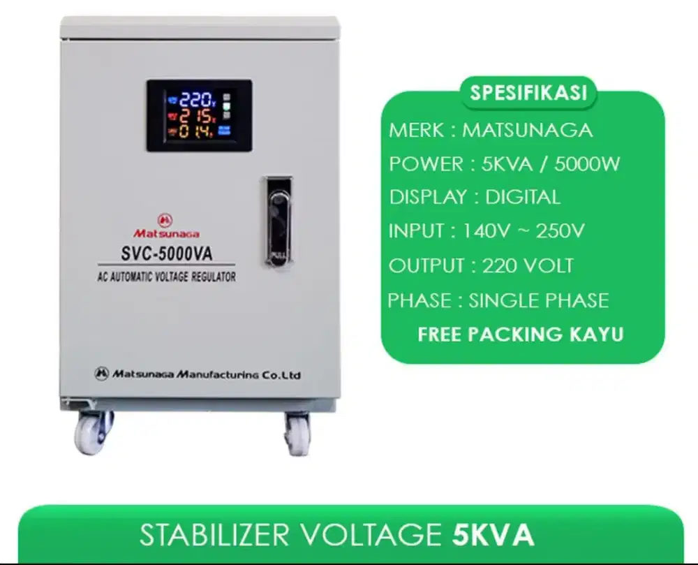 STAVOLT SVC 5000W MATSUNAGA STAVOL LISTRIK 5000VA STABILIZER VOLTAGE