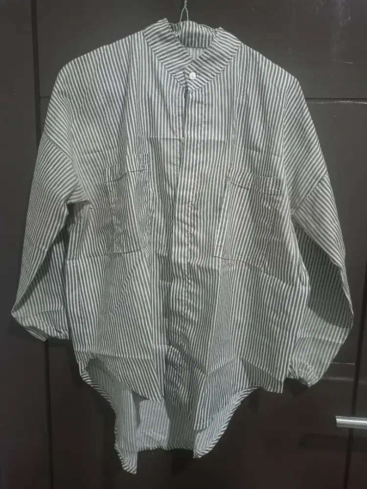 Blouse Stripes Cokelat Lengan Panjang