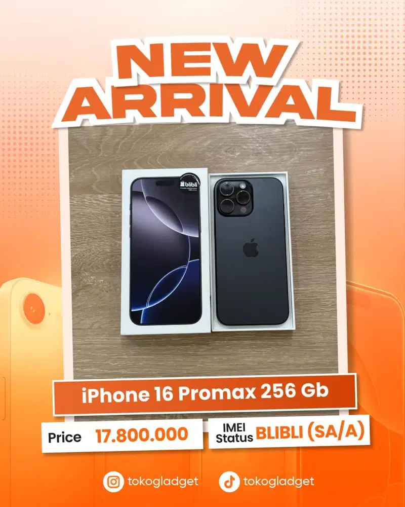 iPhone 16 Promax 256 Gb ex IBOX/BLIBLI