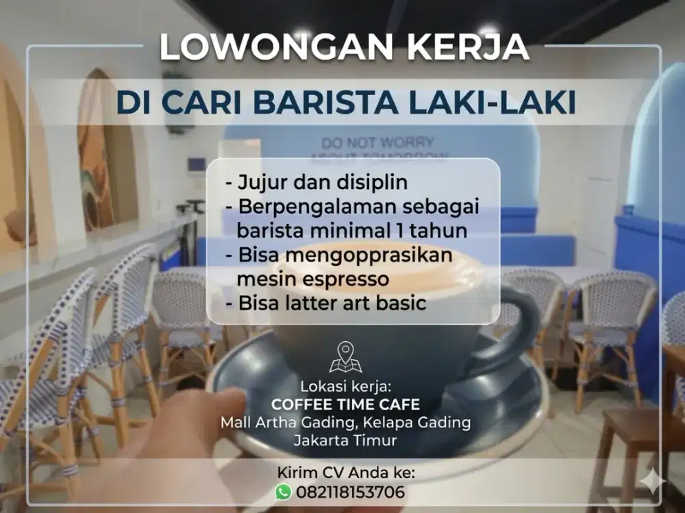 Di cari cepat barista laki-laki