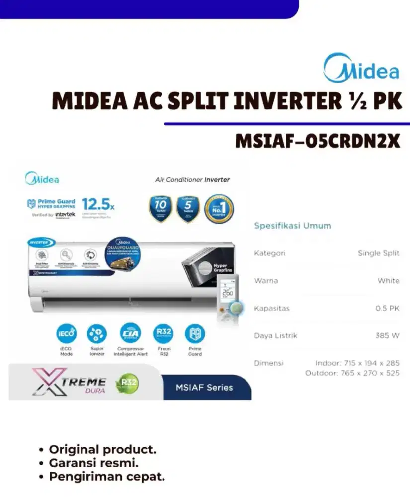 AC BARU 1PK MERK MIDEA