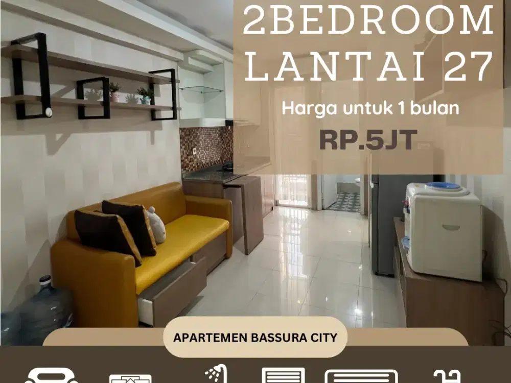 sewa 2kamar full furnished atas mall apartemen bassura city