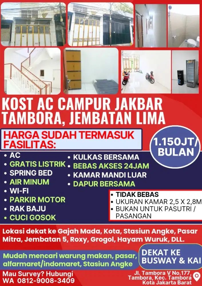 Kost Campur Tambora Fasilitas Lengkap All In