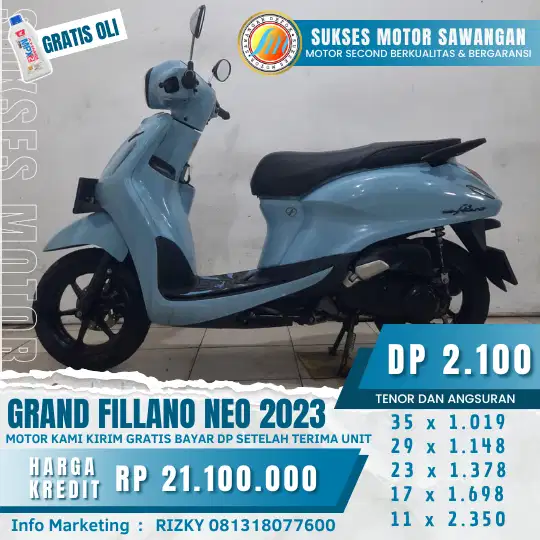 (SUKSES MOTOR) JUAL CASH, KREDIT,GRAND FILLANO NEO 2023