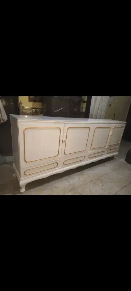 buffet tv kayu jati tua cat duco