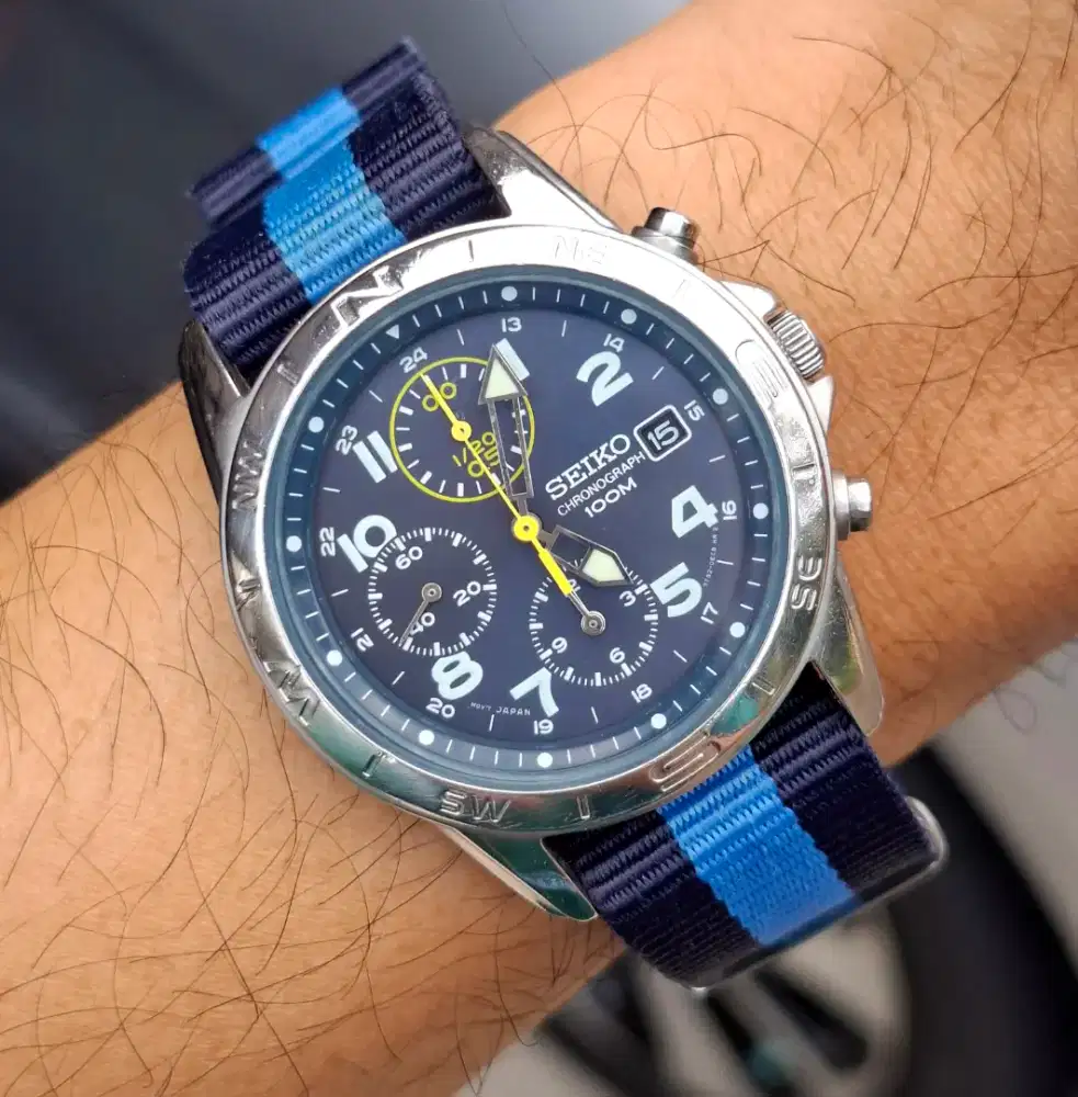 Seiko military chronograph blue dial