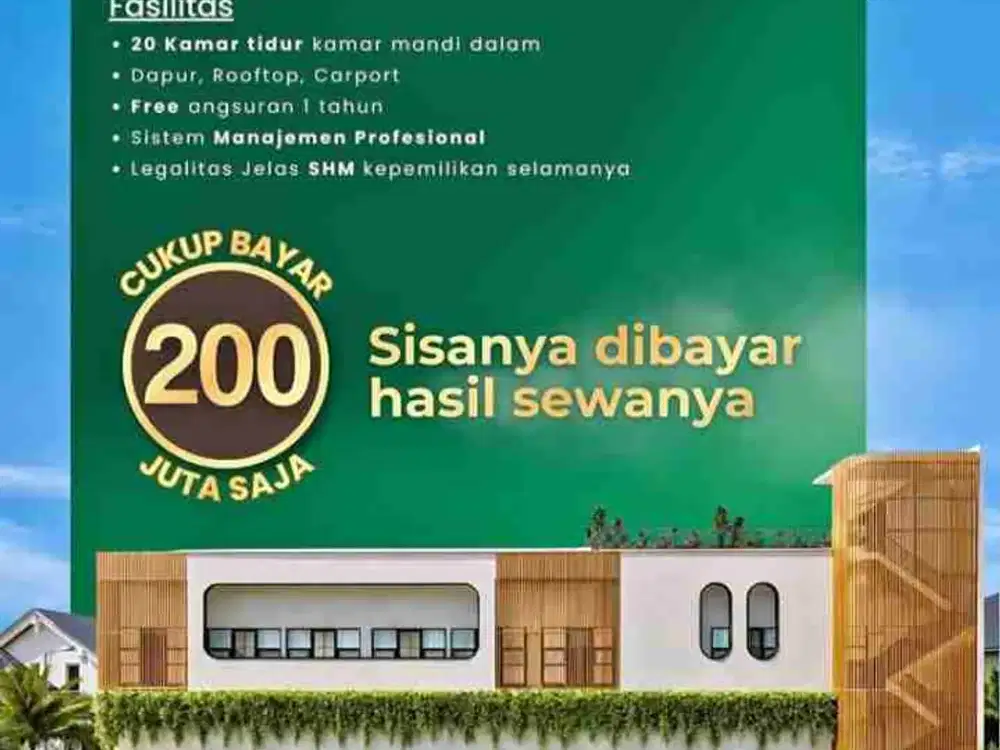 Rumah kost SIAP BANGUN, prospek, hanya dengan uang muka 200 juta bisa memiliki rumah kost se nilai 3 M, lokasi di Tamantirto dkt kampus UMY, ALMA ATA, BSI