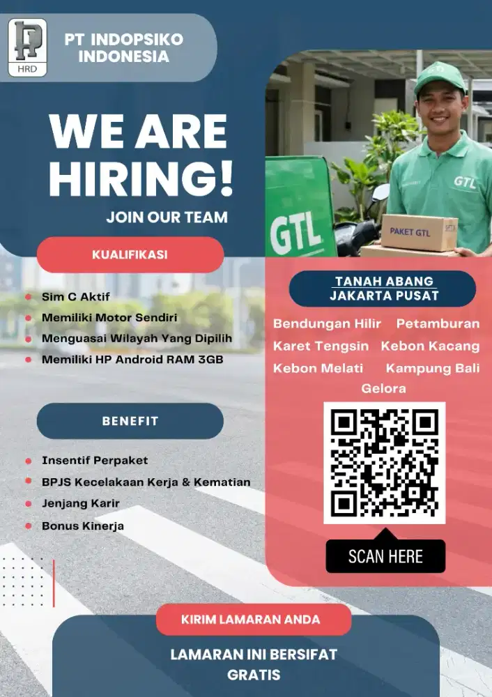 Dibutuhkan Segera Mitra Kurir Tanah Abang