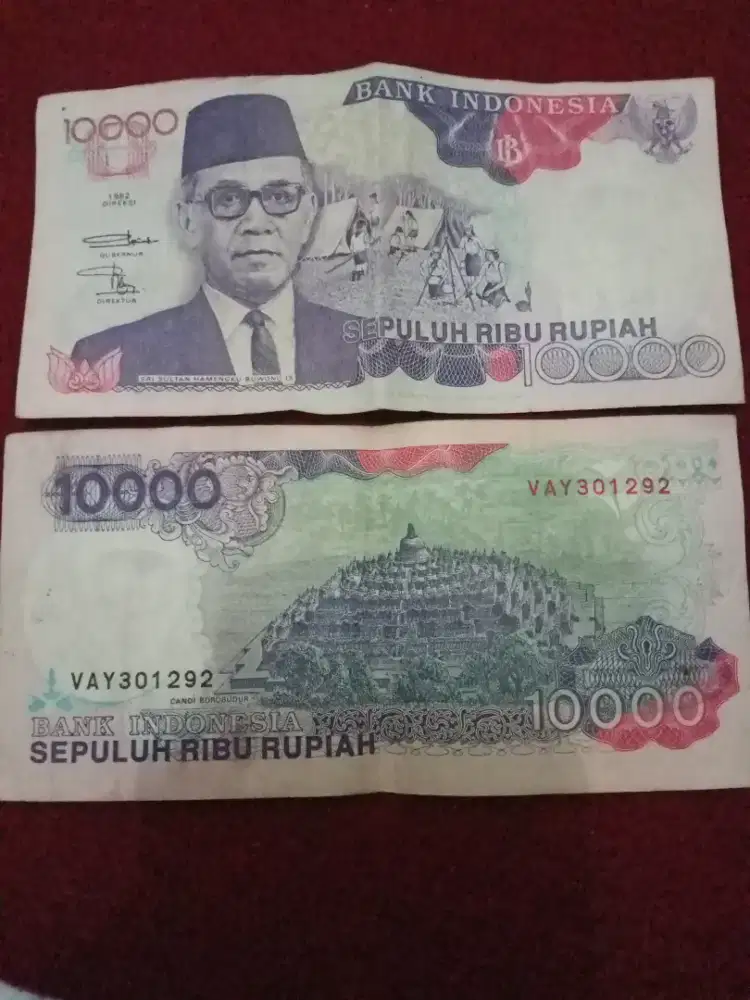 Jual uang kertas kuno 10000 tahun 1992