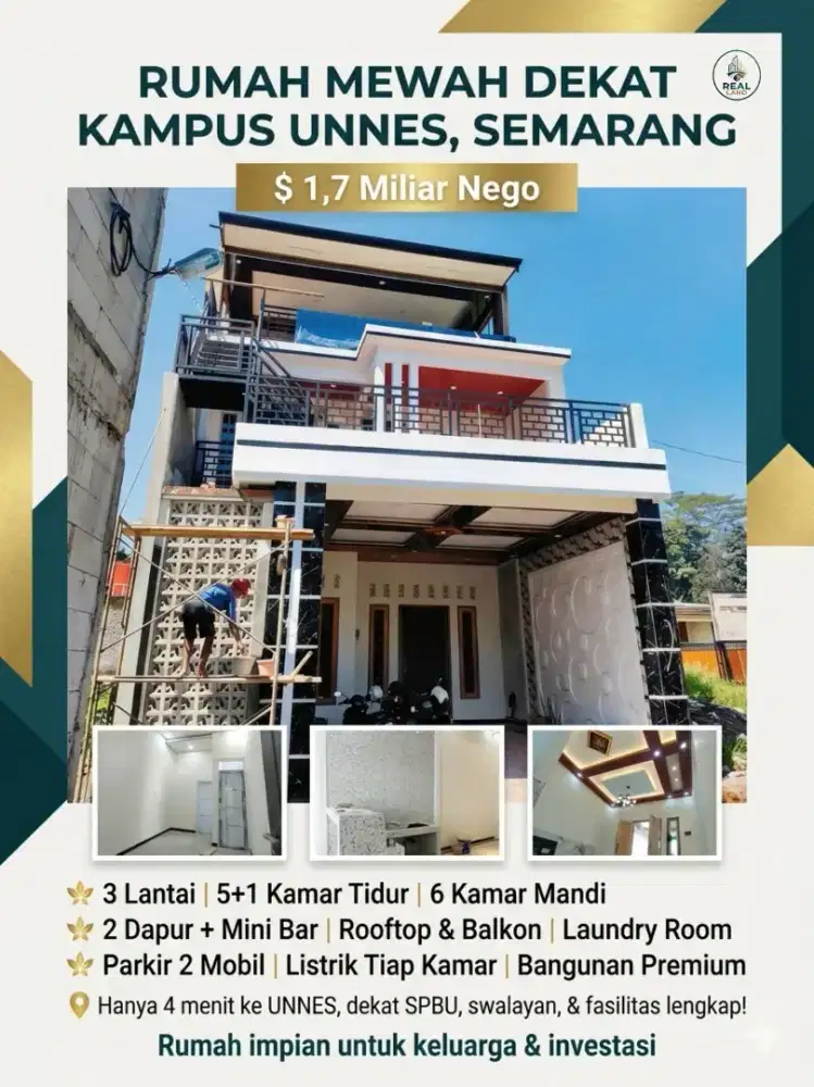 RUMAH MEWAH DI KAWASAN UNNES GUNUNG PATI SEMARANG KONDISI BARU