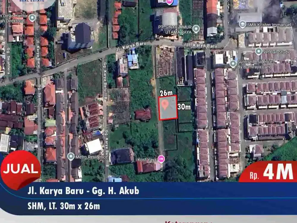 Jual Tanah Lokasi Karya Baru