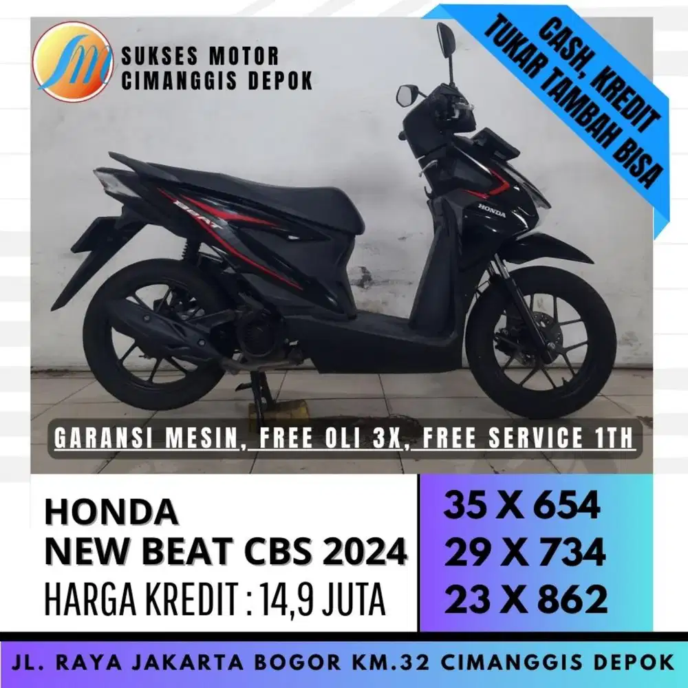 HONDA BEAT CBS 2024 HITAM PROMO RAMADHAN CICILAN RINGAN SUKSES MOTOR