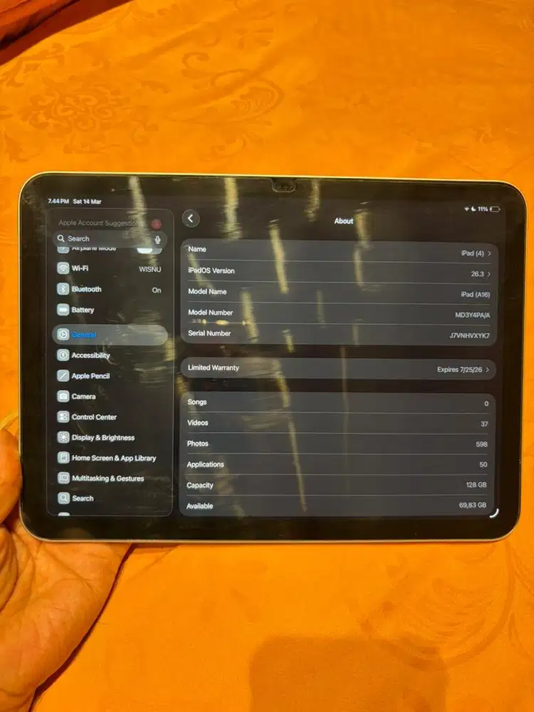 Ipad GEN 4 A16 11 inc Wifi Only