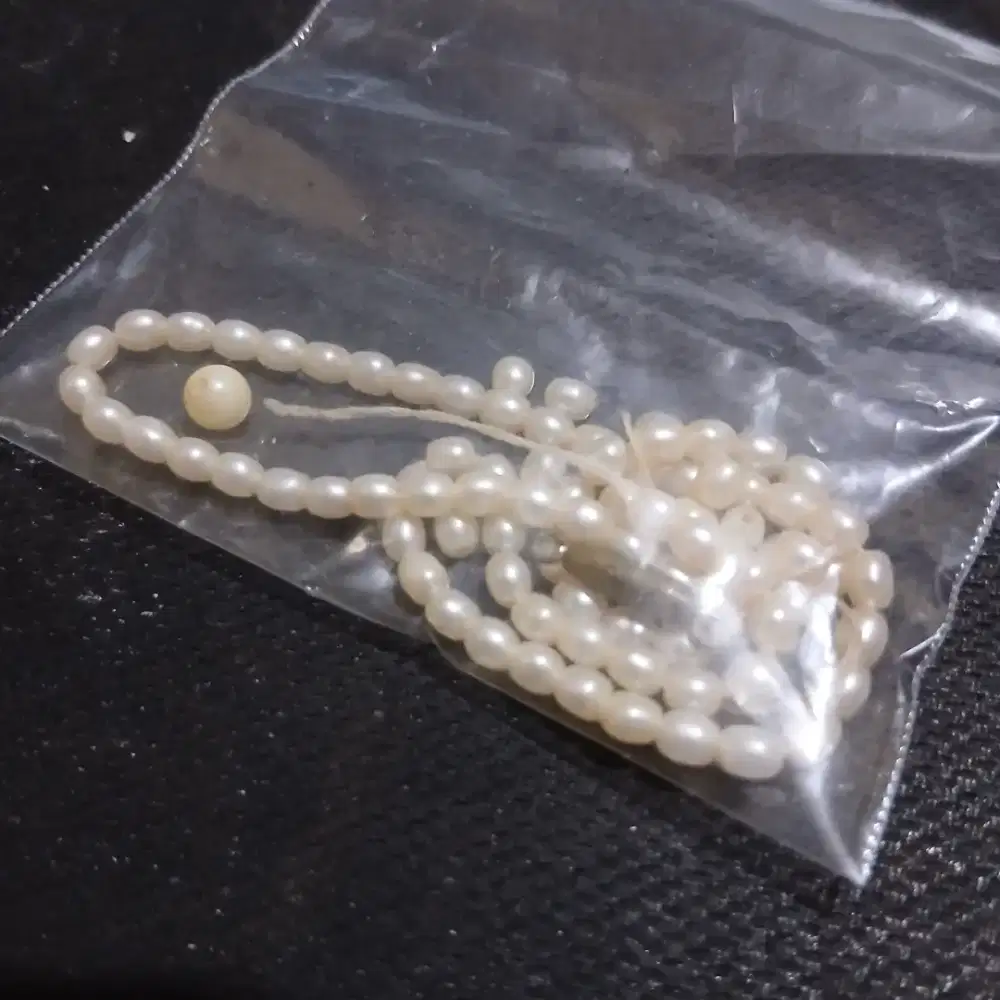 Mutiara Air Tawar Asli 3mm 85 Butir - Lulus Tes Bakar - Putih Alami