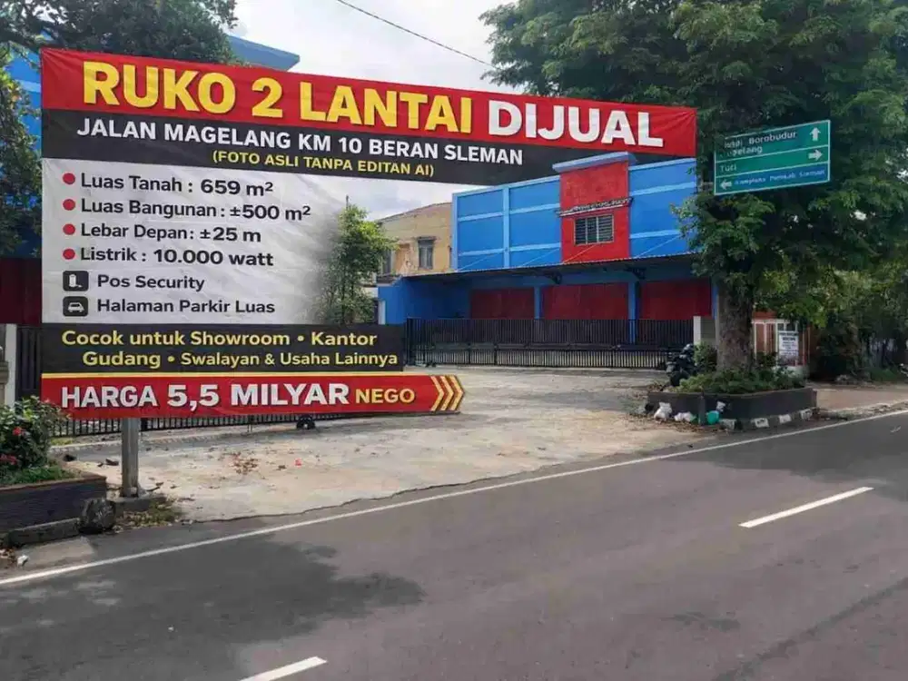 Ruko 2 Lantai Strategis di Jalan Magelang KM 10 Sleman – Cocok Showroom / Kantor / Usaha | LT 659 m²