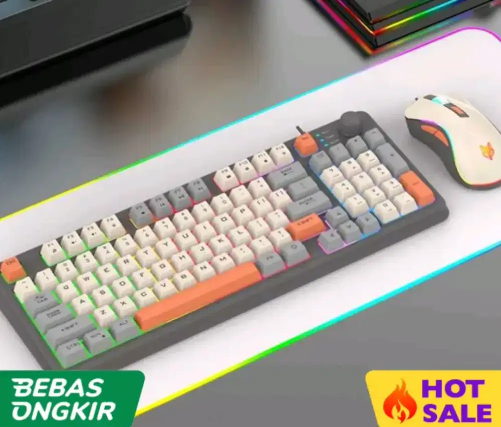 Combo gaming keyboard mouse RGB LED USB wired kys 94 top knop K820